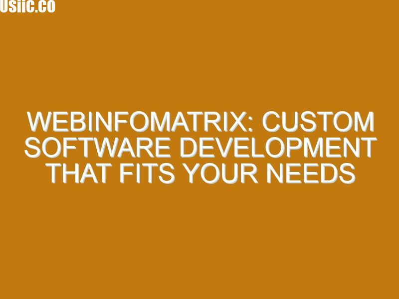 Webinfomatrix: Custom Software Development That Fits Your Needs